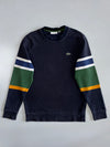 Lacoste Colour Block Stripe Sleeve Crewneck Sweatshirt in Navy (M)