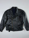 Avanti Black Leather Belted Biker Jacket (L/Xl)