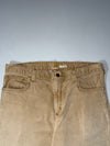 Carhartt Relaxed Fit Brown Washed Canvas 5-Pocket Work Pants (W:36) (L:41)