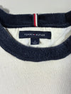 Tommy Hilfiger Hilfiger Embossed Logo Crewneck Sweatshirt Stripe Trim – White / Navy  (M)
