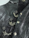 Leather King M3 Southern Cruisers Riding Club “Bulldog” Patched Leather Vest (XL)