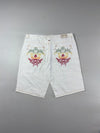 Coogi Multicolor Stitch White Denim Shorts embroidered (W:44) (L:26)