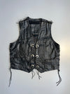 ZPremium Black Leather Bike Vest -Eagle Design (M/L)