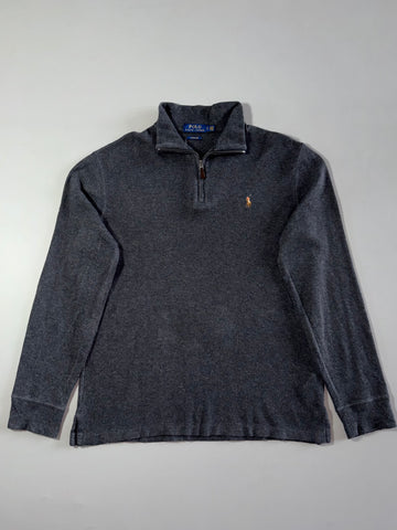 Polo Ralph Lauren Estate Rib Quarter Zip Pullover – Charcoal Grey (L)