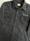 Levi’s Black Denim Western Snap Shirt – “Love” Embroidery (S)