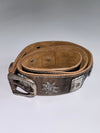 Vintage Bavarian Trachten Genuine Leather Belt with Silver Edelweiss & Concho Hardware (W-34 To 38)