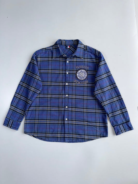 MLB Yankees Flannel Shirt | Navy Plaid  (XL/2XL)
