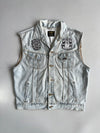 Lee Vintage Light Wash Patched Denim Biker Vest (XL)