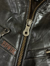 Edwin Vintage Black Faux Leather Multi-Zip Biker Jacket (S)