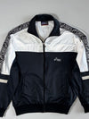Vintage 90s Asics Activewear Line Taped Track Jacket – Black & White (L)