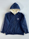 Vintage 90s Adidas Trefoil 3-Stripe Quilted Hooded Jacket(Xl)