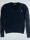Polo Ralph Lauren Cable Knit V-Neck Sweater – Navy (S)
