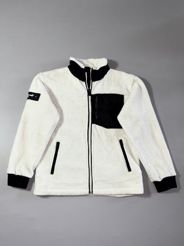 Puma White Sherpa Fleece Zip Jacket – (S)