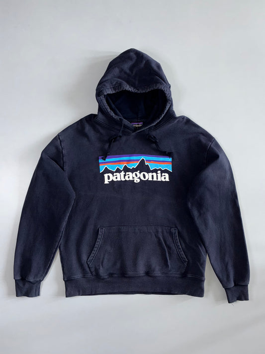 Patagonia P-6 Logo Uprisal Hoodie Navy Blue | 100% Organic Cotton (L)