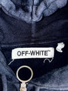 Off-White Black Zip Hoodie Diagonal Rose fully Embroidered Sleeves (M/L)
