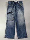 Y2K W.J8.0 Vintage Fatigues Zip Pocket Baggy Jeans – Blue (W:34) (L:43.5)