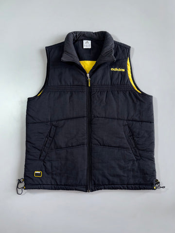 Adidas Vintage Puffer Vest Black/Yellow Back Logo (L/XL)