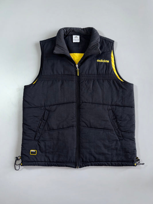 Adidas Vintage Puffer Vest Black/Yellow Back Logo (L/XL)