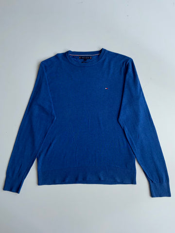 Tommy Hilfiger Cotton Silk Knit Sweater – Royal Blue(XL)