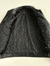 Vintage Conbipel Black Leather Collared Zip-Up Jacket (2XL)