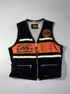 Vintage Harley-Davidson Racing #64 Leather Trim Biker Vest (XL)