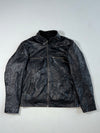 Vintage OWK Black Leather Zip-Up Racer Jacket (M)