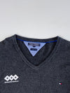 Tommy Hilfiger Premium Cotton V-Neck Sweater – Charcoal Grey (XL)
