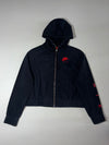 Nike Air | Cropped Zip-Up Hoodie – Black & Red | (XL)