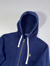 Polo Ralph Lauren Navy Zip Hoodie – Yellow Pony Waffle-Lined Hooded Sweatshirt (M)