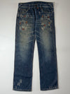 Y2K Japanese Style Distressed Sashiko Stitch Denim Jeans (W:36) (L:43)