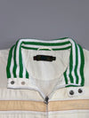 Coogi Vintage Cotton Zip Jacket Cream / Green Stripe with Back Crest Embroidery (XL)