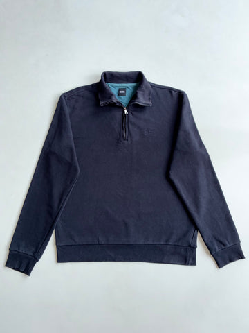 Hugo Boss Navy Quarter-Zip Sweatshirt (XL)