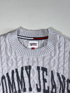 Tommy Jeans | Grey Cable Knit Varsity Logo Sweater | (2XL)