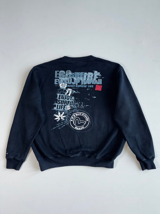 EVISU Japan E&S Surf Hawaii Graphic Crewneck Sweatshirt – Made in Japan (L)