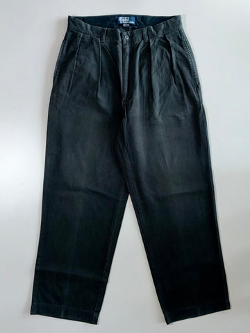 Polo Ralph Lauren Black Pleated Chino Trousers (W:32 |L:40)