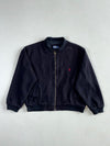 Vintage 90s Polo by Ralph Lauren Wool Bomber Jacket – Black with Red Pony (2XL)