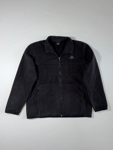 Vintage Y2K Adidas Fleece Zip-Up Jacket – Black (XL)