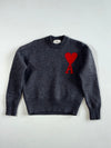 Ami Paris Charcoal Grey Ami de Coeur Crewneck Sweater (S)