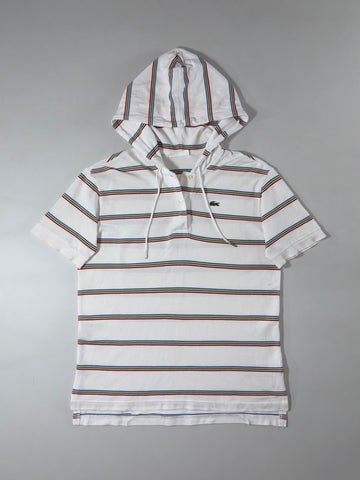 Lacoste Striped Hooded Polo  White Multicolor Stripe (M)