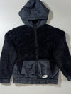 Nike Sherpa Fleece Hooded Jacket Black Nylon Trim Sportswear (S)