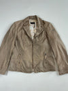 Vintage Cabrini Beige Leather Asymmetric Zip Biker Jacket Women's (M)