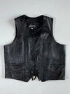 Vintage Murphy Black Leather Western Lace-Up Biker Vest (L)