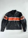 Vintage Black & Orange Leather Café Racer Jacket  No. 99 Racing Stripe (M)