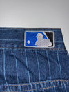 Majestic MLB Cooperstown Navy Pinstripe Denim Shorts (W:34) (L:25)