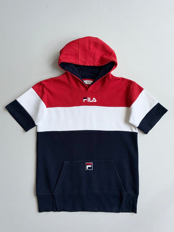 Fila | Red White Navy Colorblock Short Sleeve Hoodie | (S)