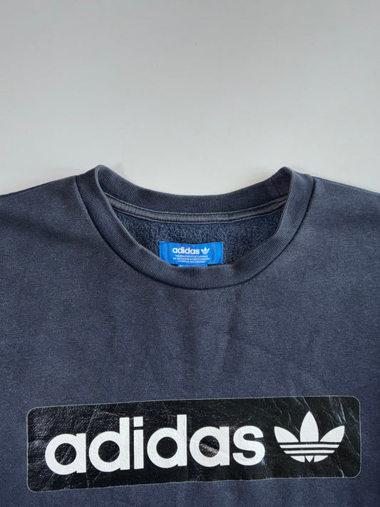 Adidas Originals Street Graph Yard Look Trefoil Leopard Print Multi-Graphic Black Crewneck Sweatshirt (XL)