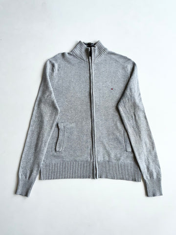 Tommy Hilfiger Grey Full-Zip Mock Neck Knit Sweater (S/M)