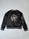 Suzy Shier Black Satin Embroidered Bomber Jacket (S/M)