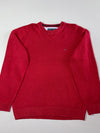 Tommy Hilfiger Red Crewneck Knit Sweater – Chambray Neck Detail (XL)