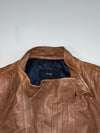 System Brown Leather Jacket with Topstitched Panels (XS)